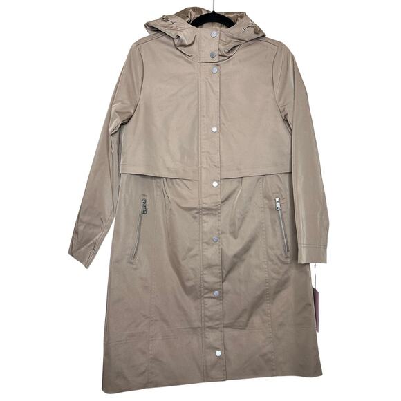 Avec Les Filles Hooded Waterproof Trench Utility Coat Fawn Tan